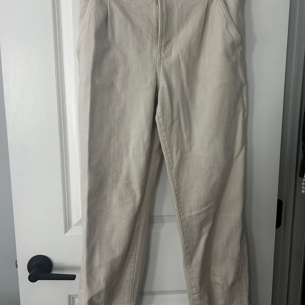 Sezane Manu Trousers - Mottled Ecru - Cream Pants